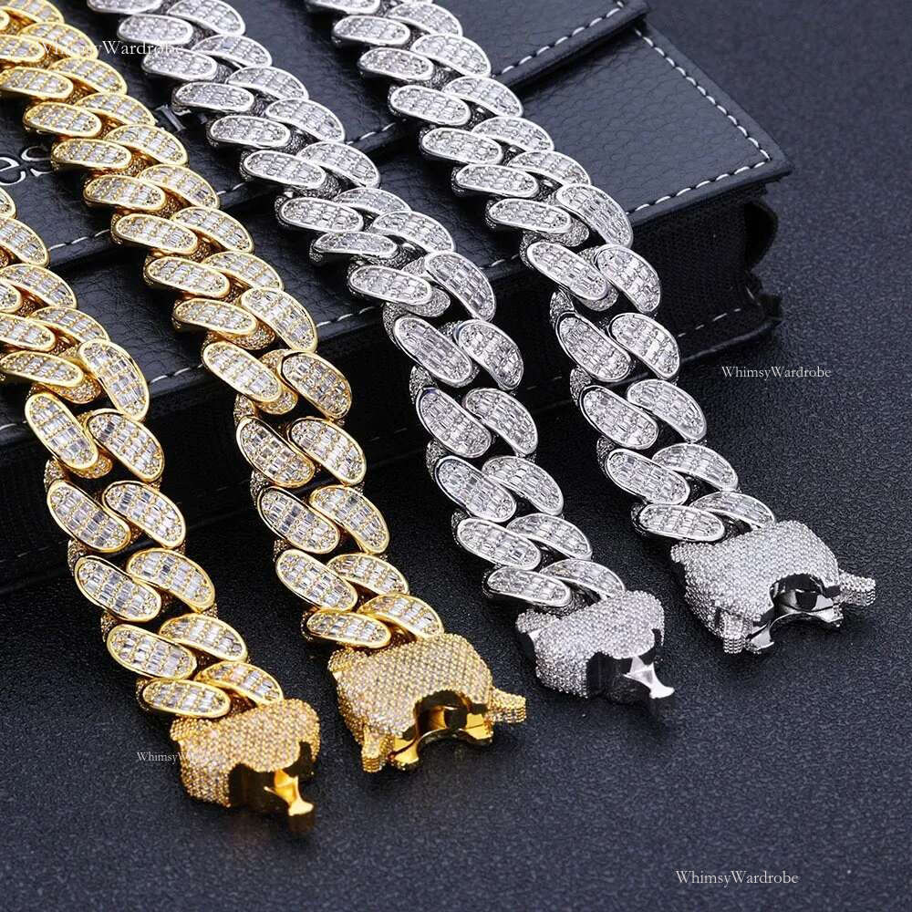 Personalized Hip Hop Cubic Zirconia Necklace Featuring VVS Grade Moissanite Stones & 18mm Cuban k Chain