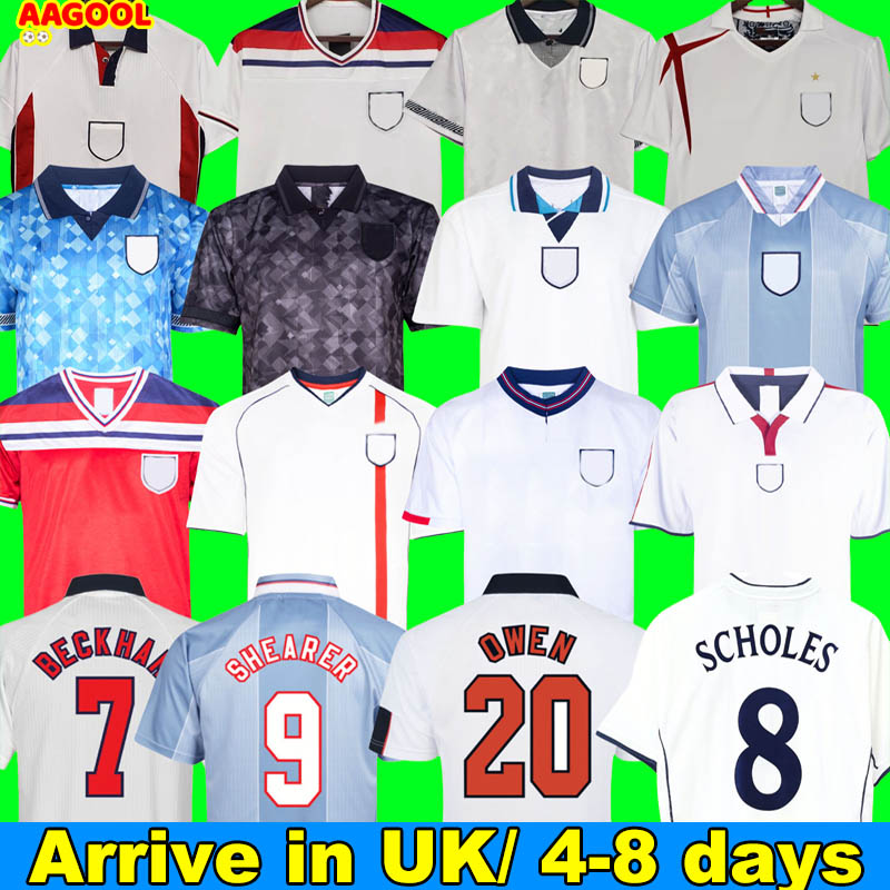 ENGLAND Retro Soccer Jersey Vintage Football Kit shirt uniforms GASCOIGNE ROONEY GERRARD LAMPARD SOUTHGATE SHEARER OWEN 1982 1990 1996 1998 2000 2002 2006