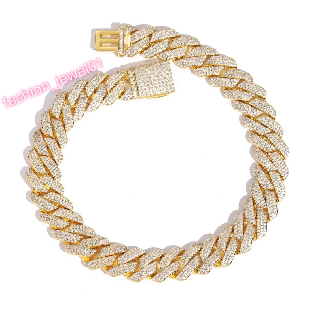 Hiphop Chunky Gold Plated Man Cuban Link Chain Iced Out CZ Miami Brass Copper Necklace Rapper Hiphop 20mm Women Chain Necklace