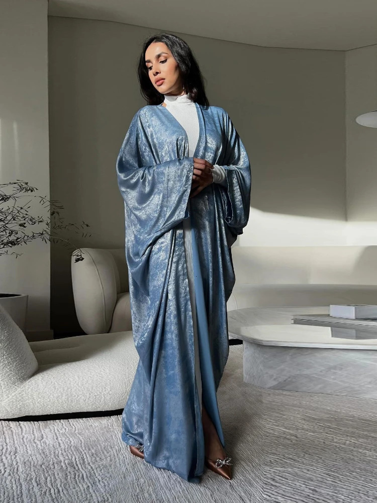 Eid al Fitr Muslim Abaya womens silk dress cardigan wool sweater Saudi Arabia Kaftan Arab party Ramadan Maxivistildos Morocco long robe 250409