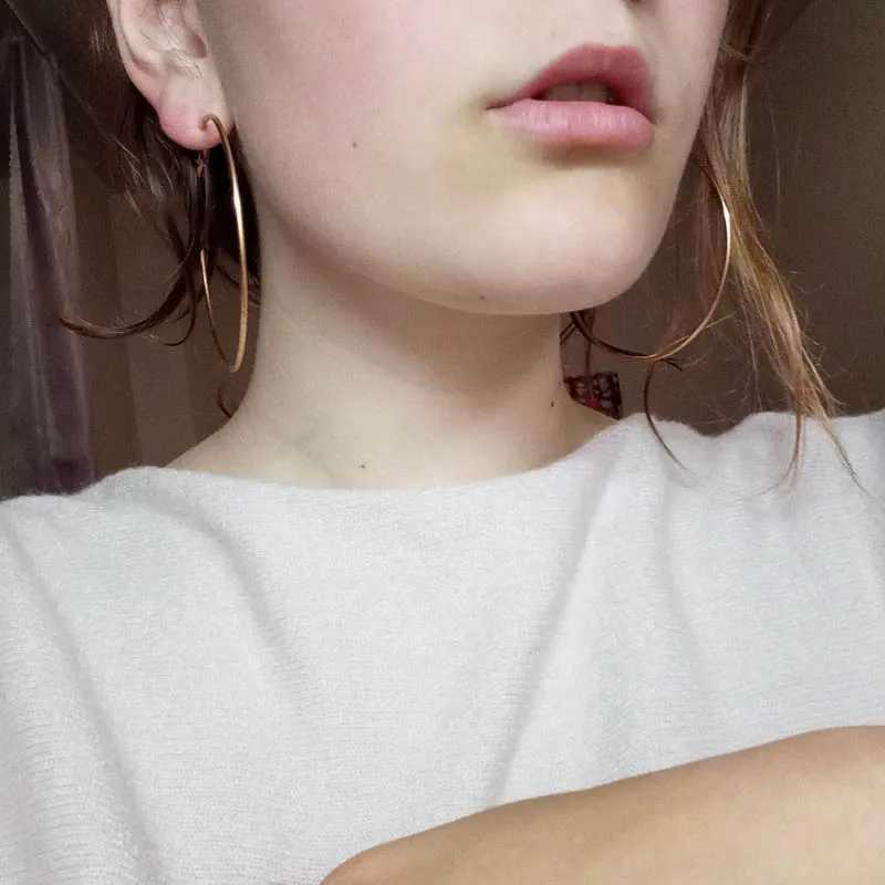 Fashion Large Hoop Earrings 40mm 60mm 80mm Big Smooth Circle Earrings Round Brincos Loop Earrings for Women Jewelry Party Gifts Z250408
