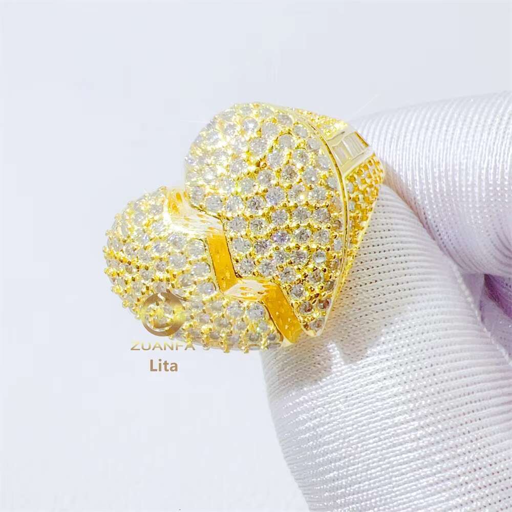 Fashion Style Best Price Iced Out Jewelry Broken Heart Gra Certificate Silver Moissanite Hip Hop Men Diamond Ring