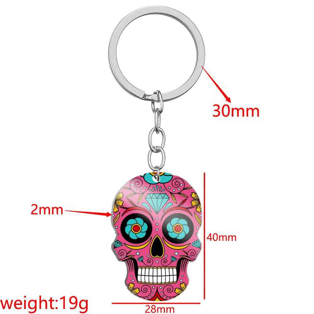 HNSP Stainless Steel Gothic Skeleton Keychain Charm Pendant Necklace Halloween Gift Box for Men and WomenXJ250409