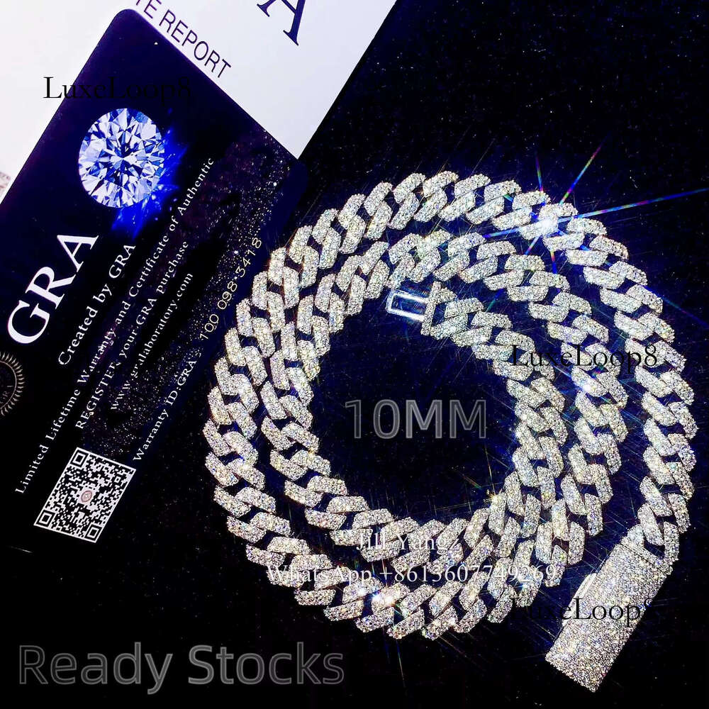 PROMOTION Fine 10mm Chain Bust Down Cuban k VVS Moissanite Hip Hop Iced Out Gold Plated Necklace