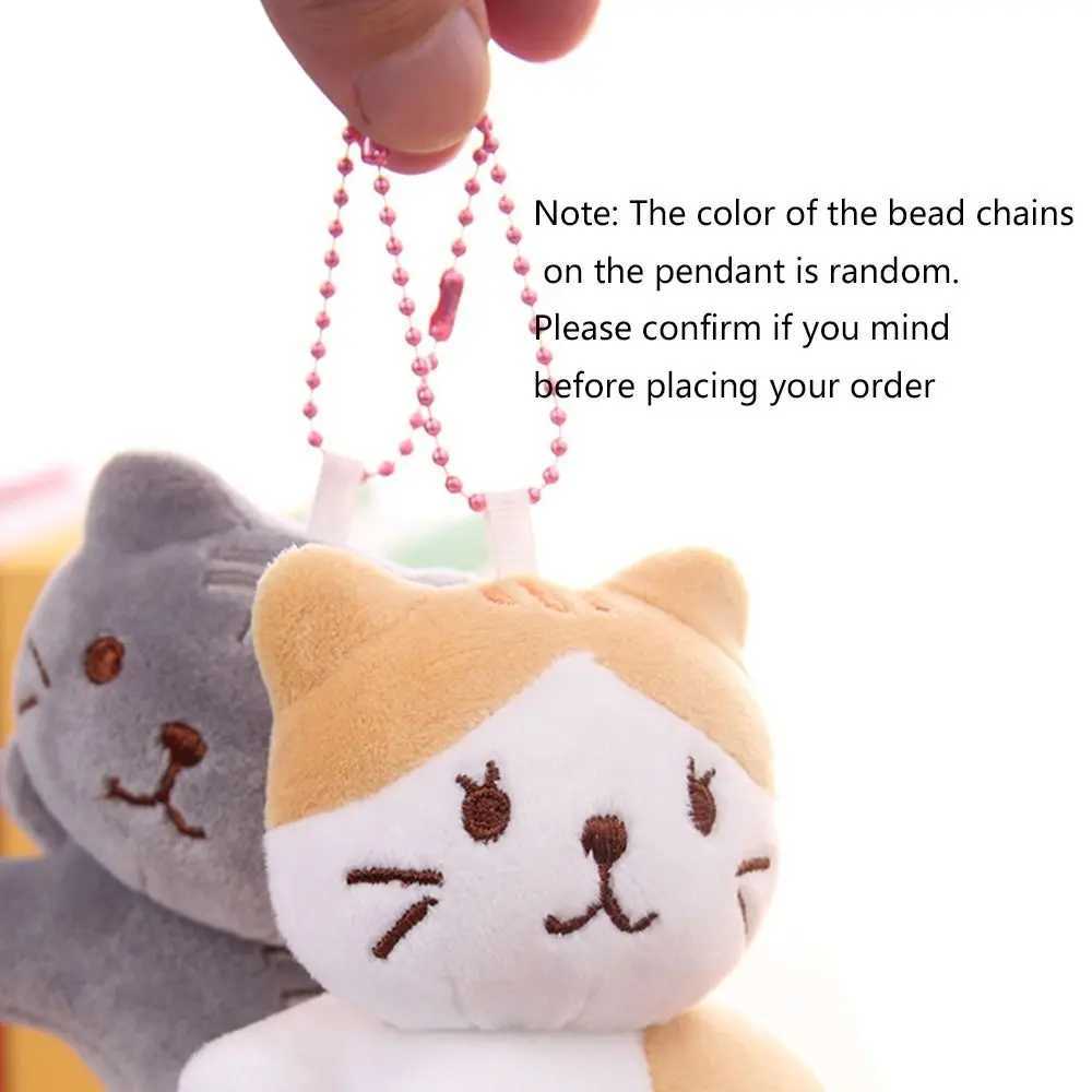 Cute cat plush keychain pendant backpack charm Korean style curved head kitten keychain plush cartoon doll pendantXJ250409