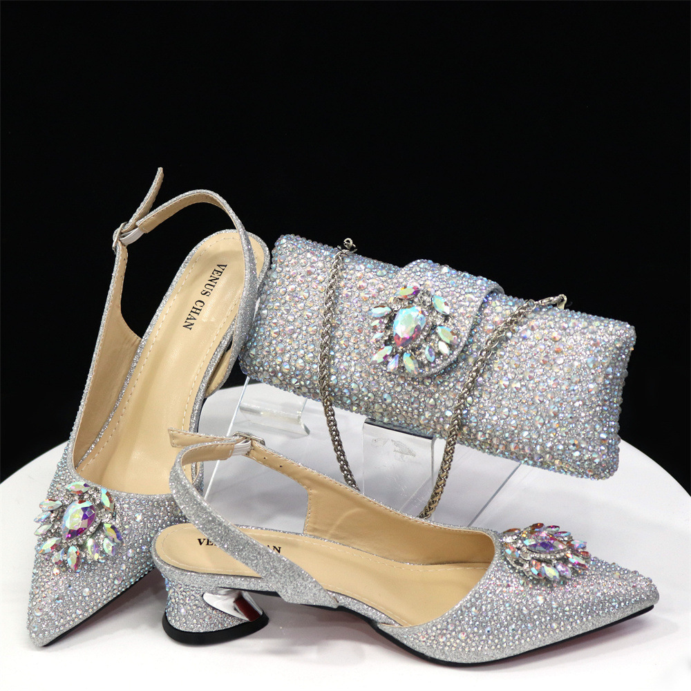 Dress Shoes Dark Green Women And Bag Set Ladies High Heels Pumps Match With Handbag Sandals Escarpins Femme Sandales