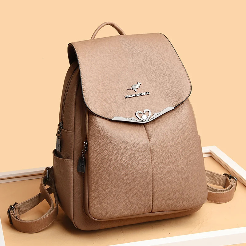 2024 Women Backpack Female Leather Backpack Ladies Sac A Dos School Bags for Girls Large Capacity Travel Back Pack Rucksacks 250407