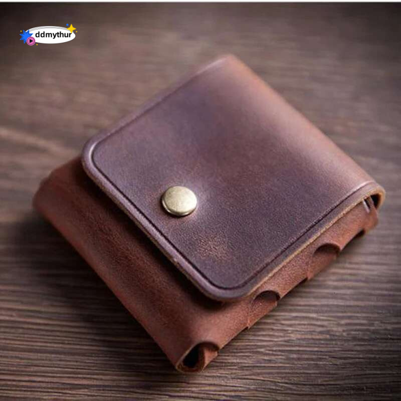 100% Genuine Leather Coin Purse For Men Women Female Cowhide Vintage Small Mini Money Bag Earphone e Case Change Pouch Holder ddmythur