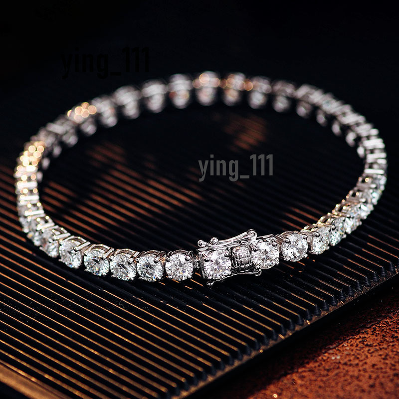 Ready to Ship 5mm VVS DEF Ice Out Moissanite Diamond Hip Hop Tennis Bracelet 925 Sterling Silver 10K 14K 18K Gold Chain