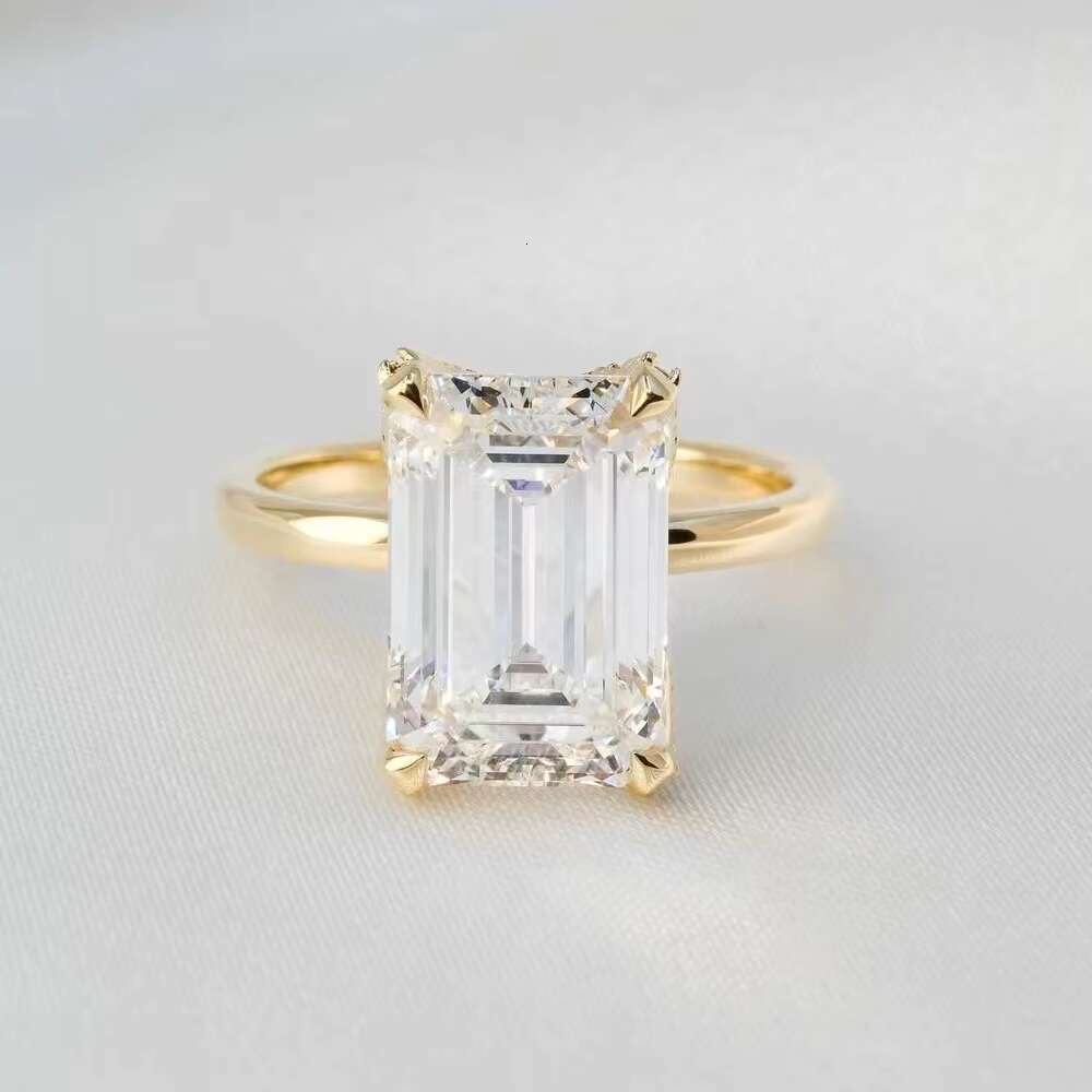 Yu Ying Made 925 Silver D Color Round/Emerald/Square Moissanite Diamond Band Ring for Women Anniversary/party Fine Jewelry