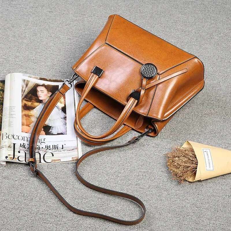 100% Genuine Leather Women's 2024 New Large Capacity Cowhide Shoulder Bags Women Fashion Crossbody Bag Female Handbag 2701
