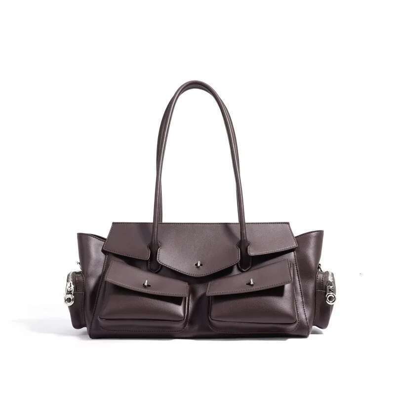 Moto Styg Long Handle Handbag Women New High Quality Glossy Split Cow Leather Multiple Pockets Designer Shoulder Bag