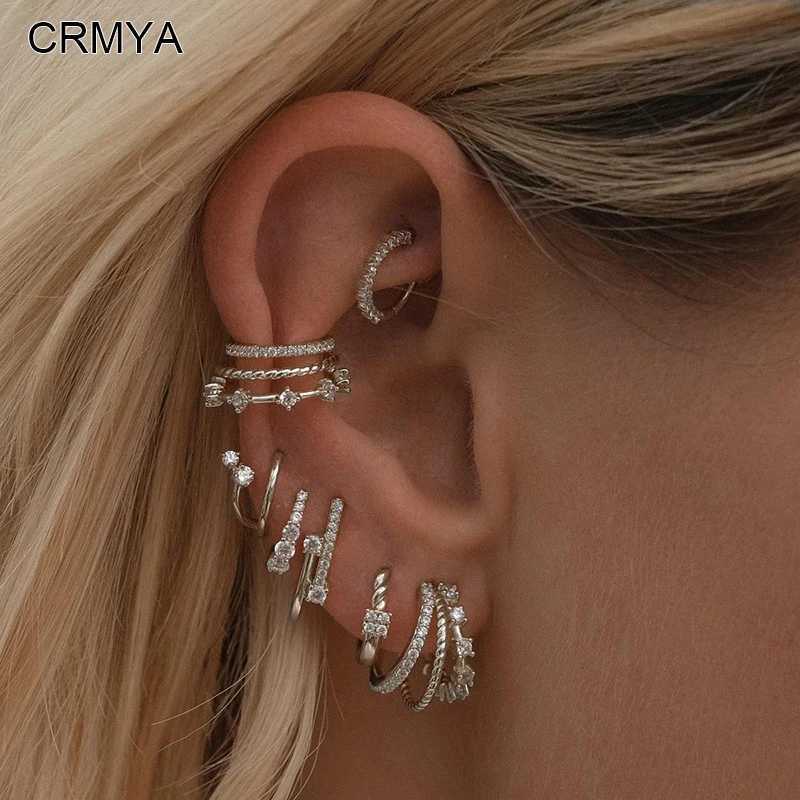 Crmya Classic Earrings for Women Zirconia Gold-plated Ear Cuff Stud Hoop Earrings Women Party Jewelry Accessories Wholesale Z250408