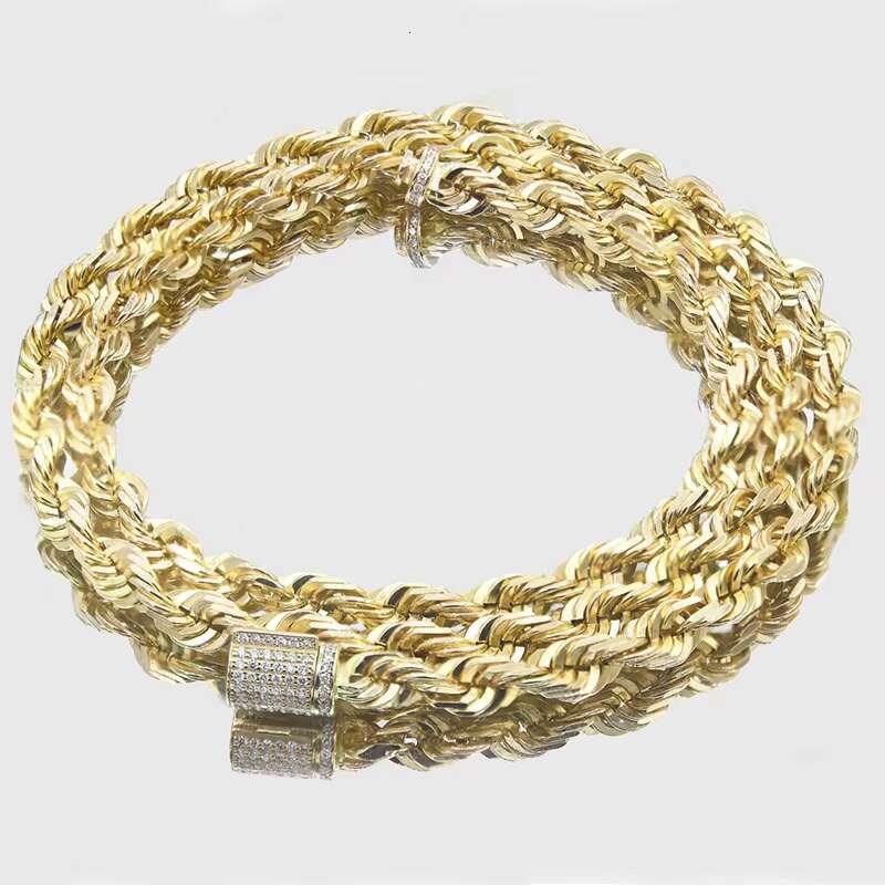 6mm Sterling Silver Rope Chain With Diamond Clasp Iced Out Moissanite Vvs Chain