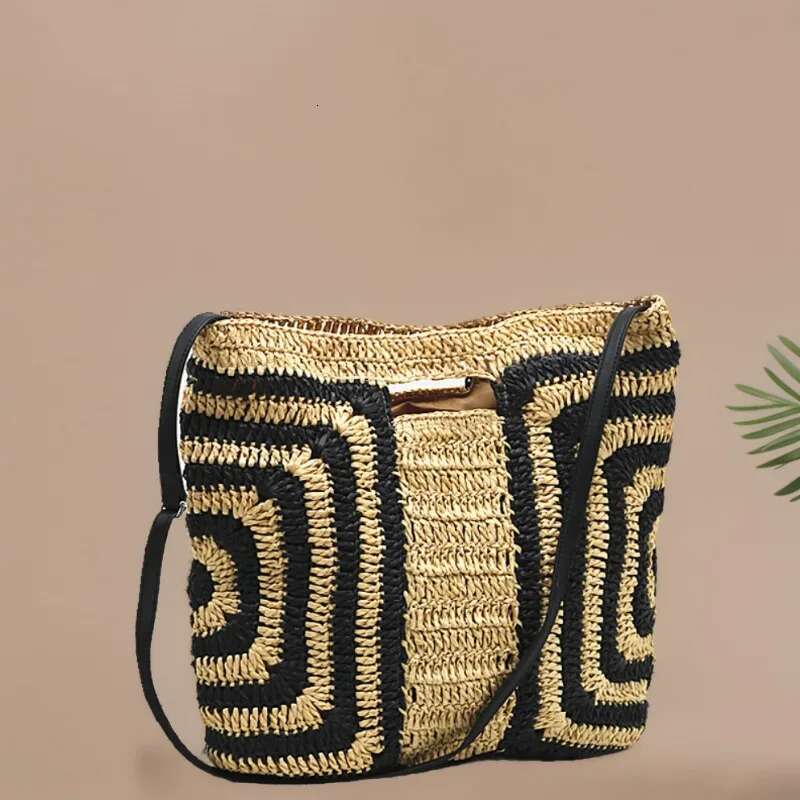 Women's Large Capacity Paper Rope Woven Beach Female Bohemian Shoulder Bag 2024 Designcasual Bali Shopper Tote Ethnic Style