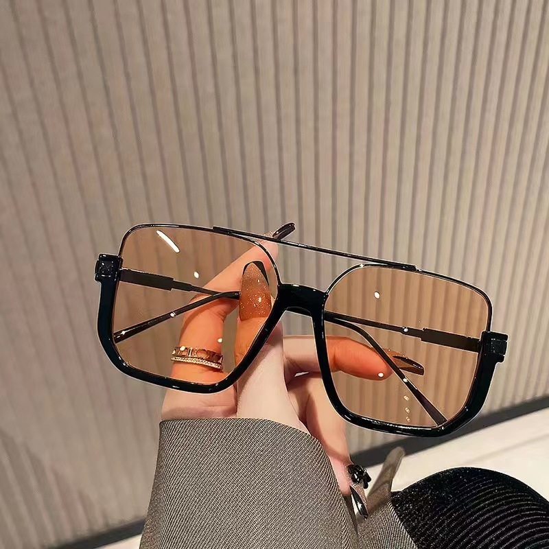 TB BHULAMTE Free Shipping New Designer Sunglasses High-end Feel Sunglasses Double Beam Sunglasses Large Frame Sunglasses Retro Personality Sunglasses Half Frame