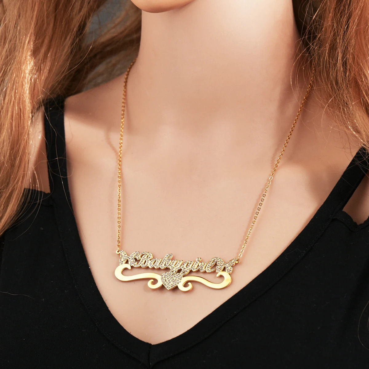 Custom Personalized Name Stainless Steel Necklaces Cubic Zircon Letters for Women Bling Pendant for Women Jewelry Drop 250409
