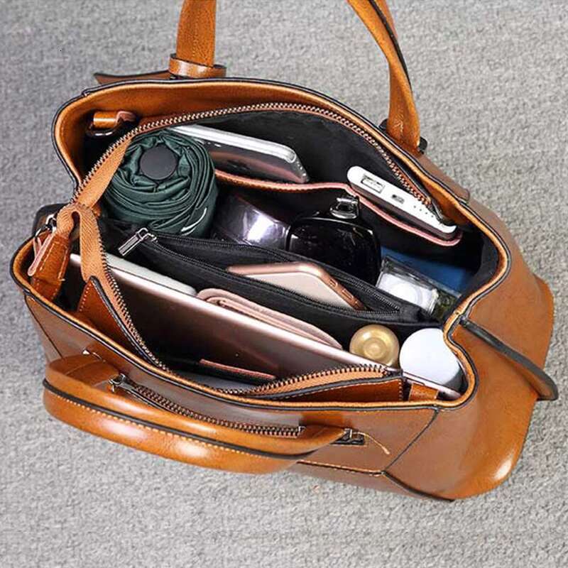 100% Genuine Leather Women's 2024 New Large Capacity Cowhide Shoulder Bags Women Fashion Crossbody Bag Female Handbag 2701