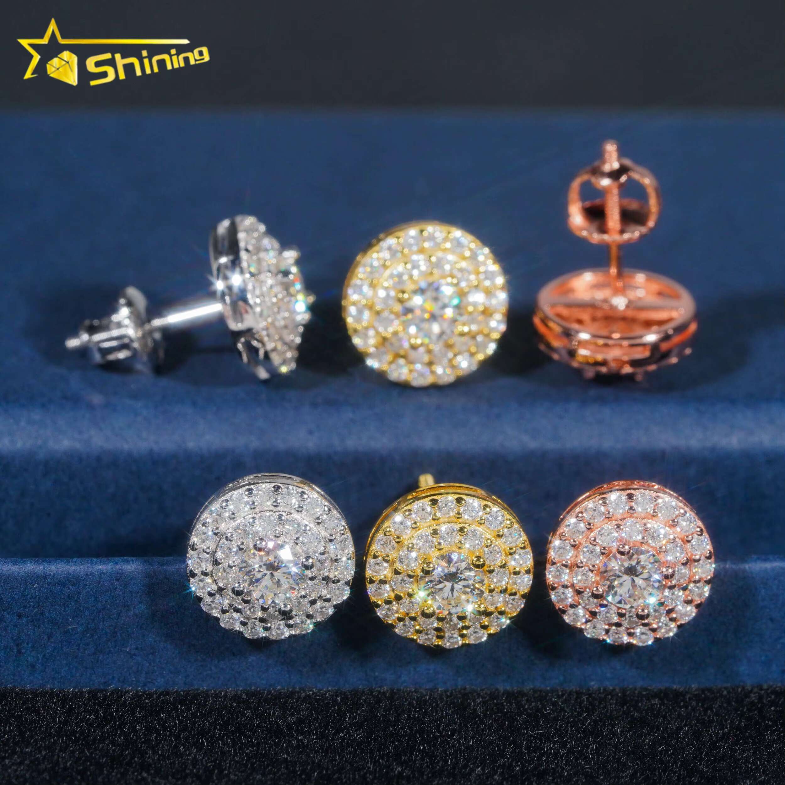 Hot Selling Jewelry Earrings Screw Back Moissanite Diamond Certified 925 Sterling Silver Stud Earrings