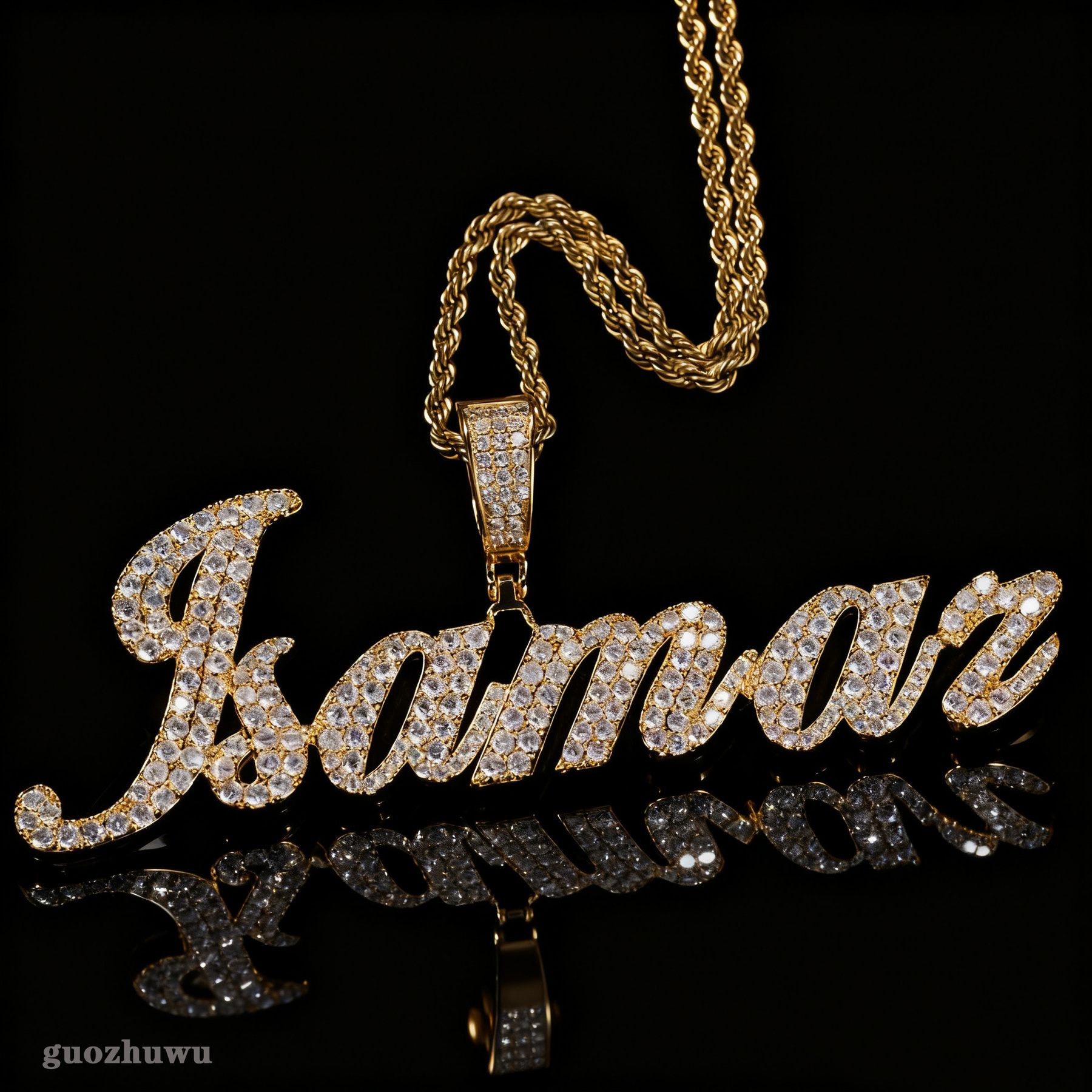 Hip Hop Rap Iced Out Personalized Creative Baby Letter Pendant Necklace Prong With Bling Cubic Zircon 14k Real Gold Street Fashion Jewelry Accessories