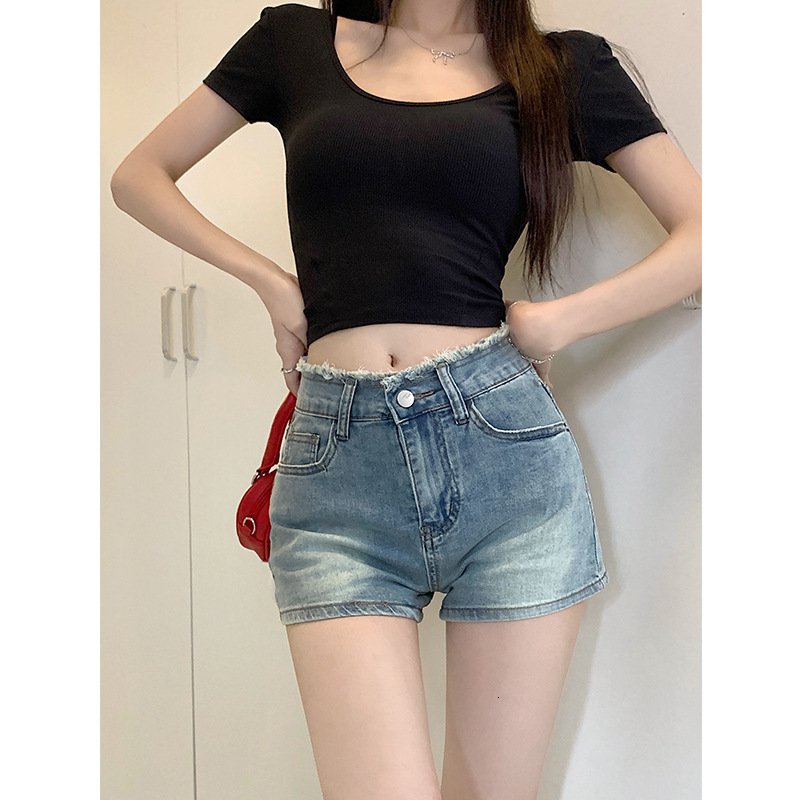 2025S Designer Shorts For Women Summer New Elastic Denim Shorts For Women Thin Large Size High Waist Slim Look A Line Straight Tube Wide Leg Hot Pants
