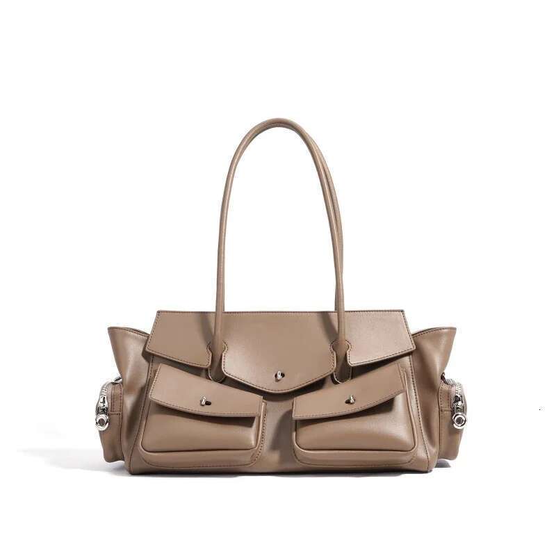 Moto Styg Long Handle Handbag Women New High Quality Glossy Split Cow Leather Multiple Pockets Designer Shoulder Bag