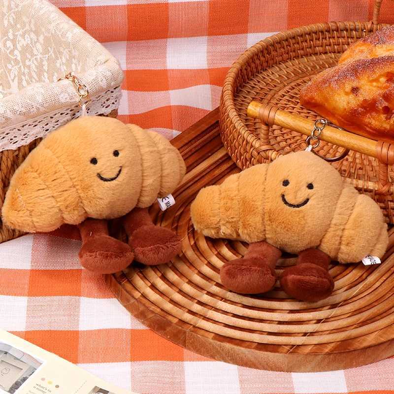 Cow horn plush toy keychain cartoon food soft filled doll pendant car keyring backpack decoration childrens giftXJ250409