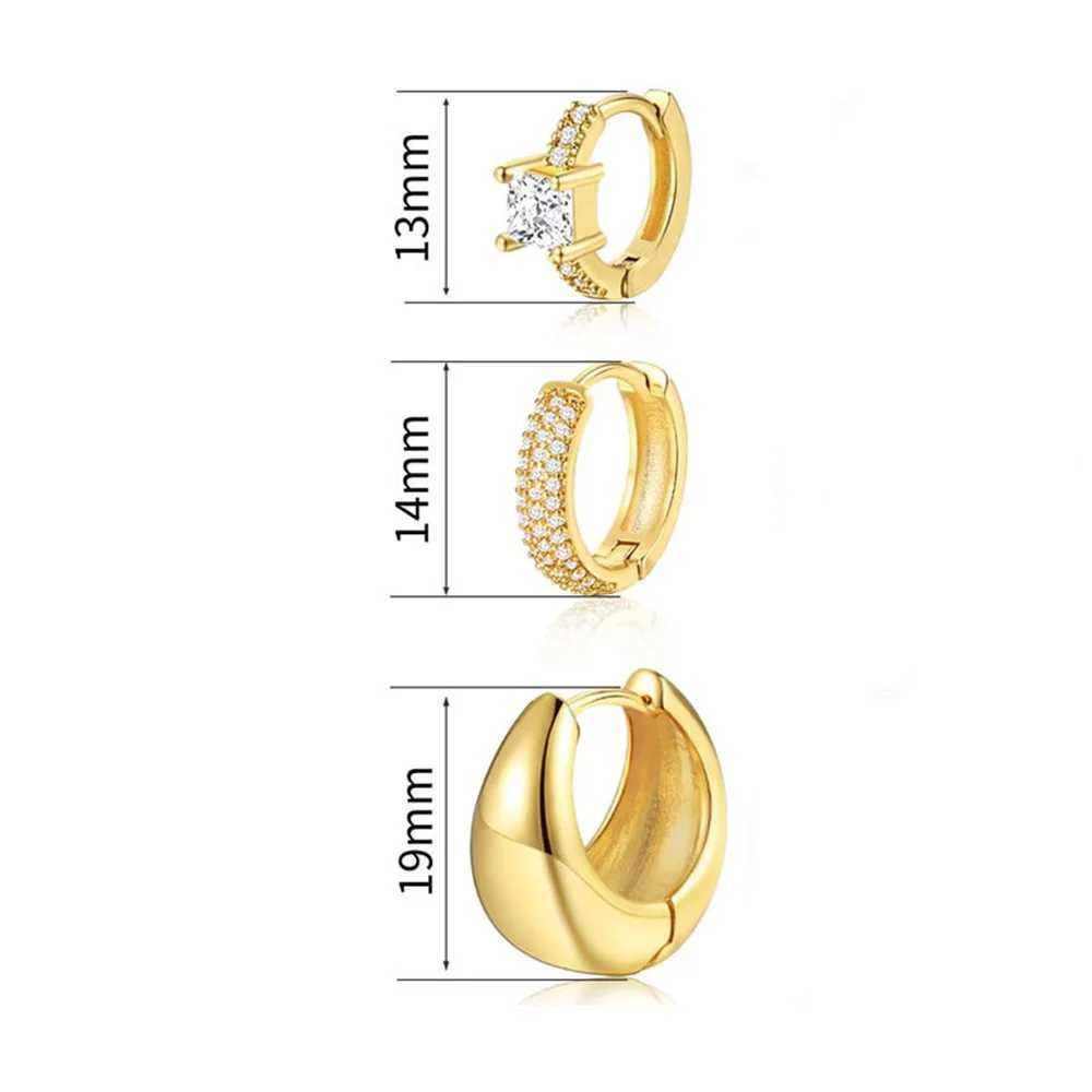 3pcs 14K Gold Plated Copper Earrings Hypoallergenic Dainty Gold Hoop Earrings Women Trendy Earring Stacks for Sensitive Ears Z250408