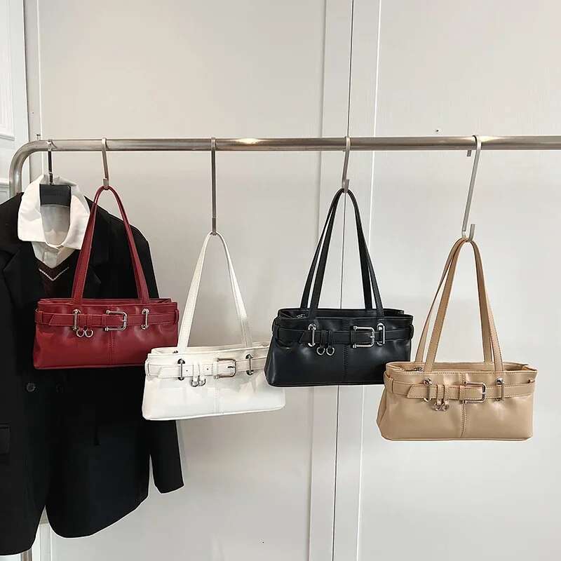 LEFTSIDE Small PU Leather Solid Color Underarm Bags For Women 2024 Y2k Ladies Shoulder Females Handbags And Purses Tote Bag