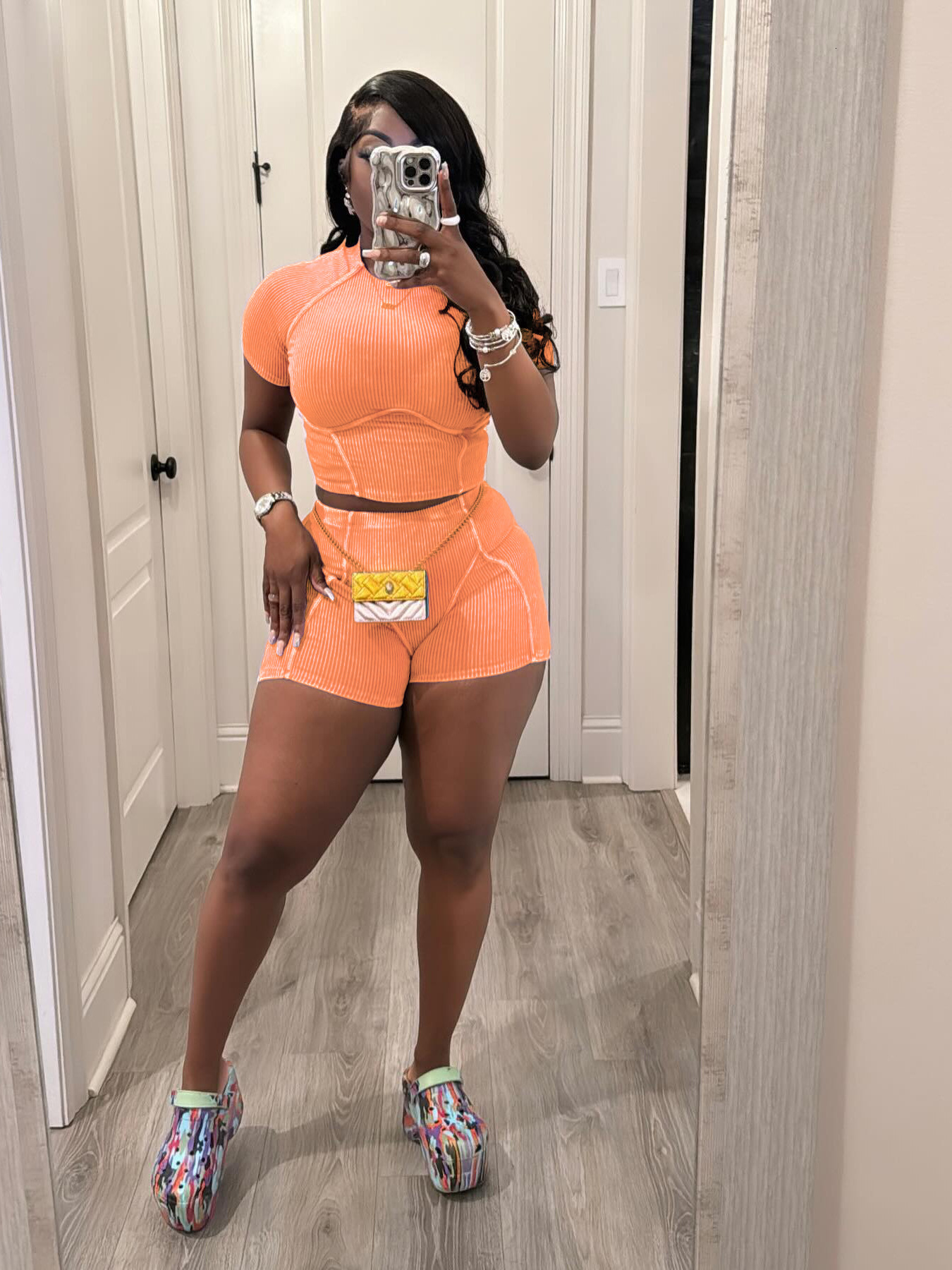 2025S Designer Women S Set Summer Thread Wash Fading Used Two Piece Shorts Set Women S Wear