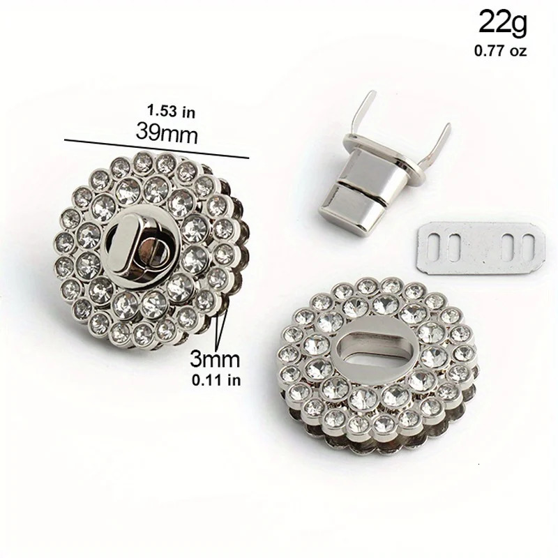 1 piece of 4color 39cm circular decorative diamond rotating lock bag twisted DIY handbag making accessories 250408