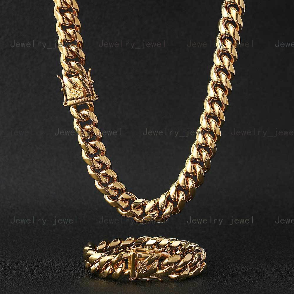 Filled Chain Plated Necklace Set Gold Jewelry Cuban Stainless Steel Mens for Men Wholesale 14k 18k Gold Fashion Design NL 2023