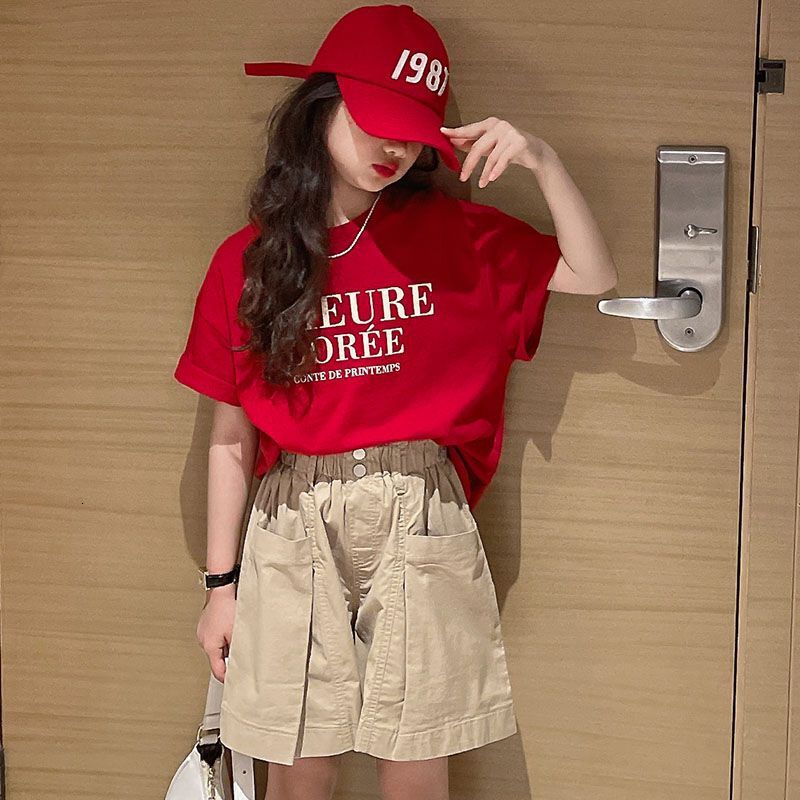 Ddmyshoesvip Girls Short T Shirt Summer New Item Made Of Pure Cotton Stylish Loose And Versatile Half Sleeved Top Trendy For Children