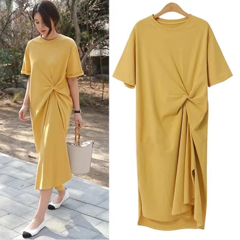 2025S Designer Women S T Shirt Short Sleeved T Shirt For Summer New Korean Oversized Women S Clothing Loose And Slim Knee Length T Shirt Dress Clothes