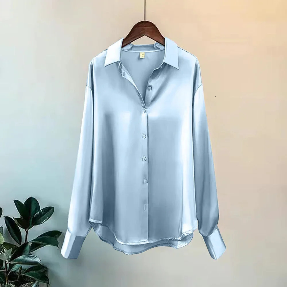 FIGOHR Elegant Office Womens Shirt Dark Purple Spring Korean Long Sleeve Button Casual Summer Fashion 250409