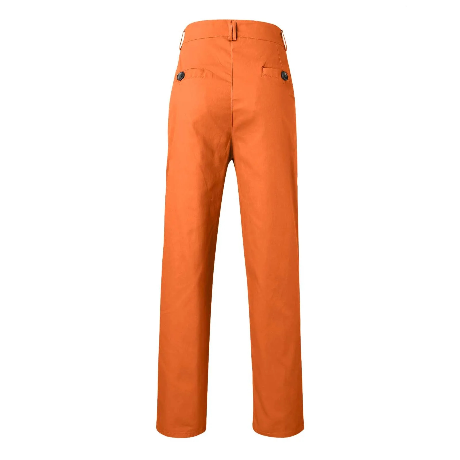 Orange Pants Mens Straight Slim Waist Trousers Casual Solid Color Pocket Fashion Mens Pants Spring Summer Versatile Pants 250408