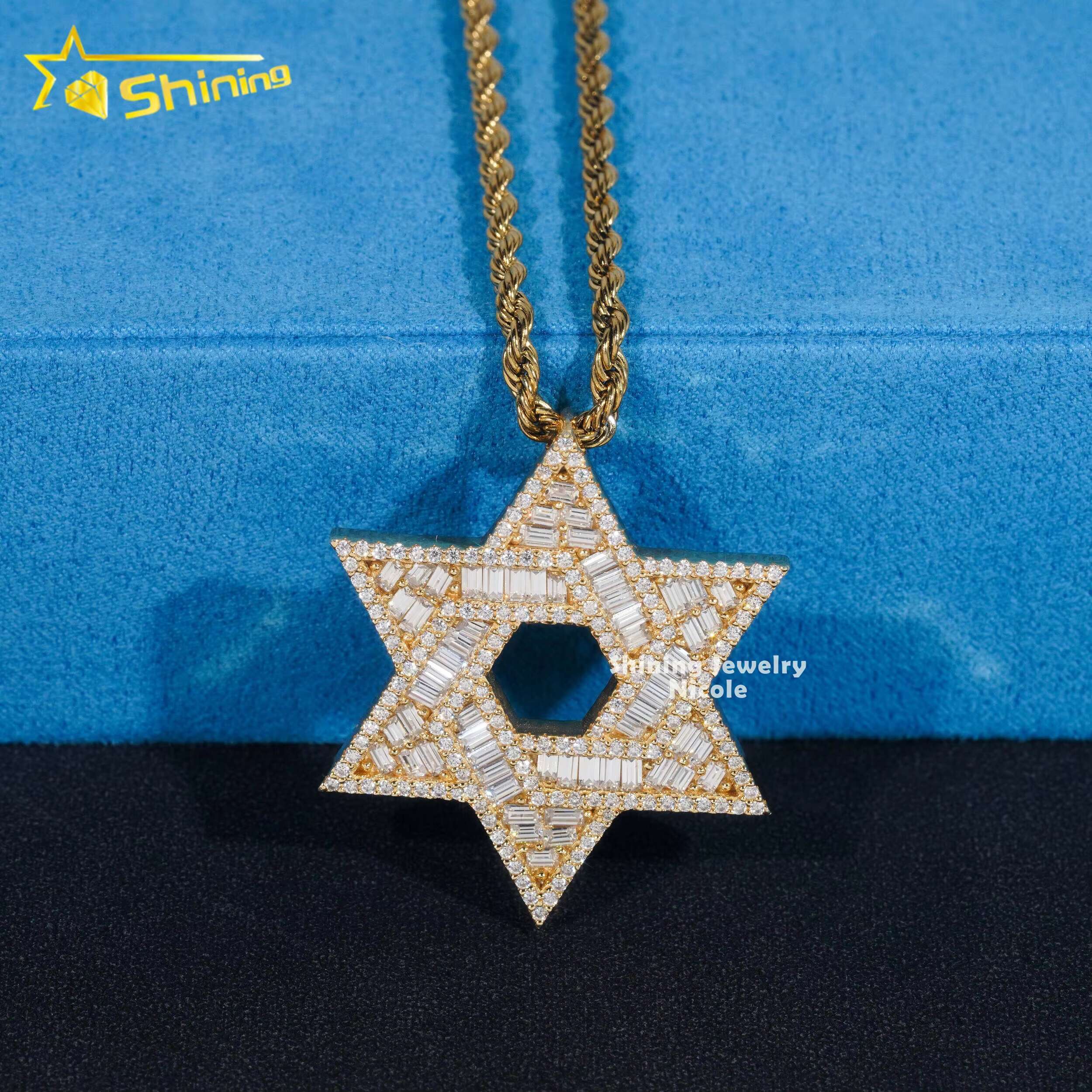 Custom High Quality Hip Hop Star 925 Sterling Silver Iced Out Baguette VVS Diamond Moissanite Pendant