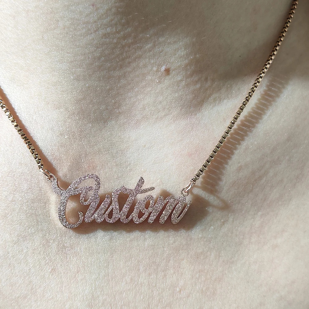 Personalized Custom Frosted Name Necklace for Women Charm Stainless Steel Customized Nameplate Pendant Necklace Fine Jewelry 250409