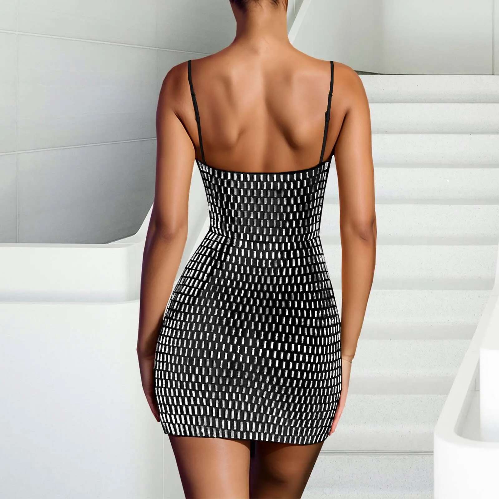 Dongdumaoyi Women S Sexy Slim Fit Rhinestone Dress Elegant Short Evening Party Suspender Dresses Sleeveless Hot Diamond