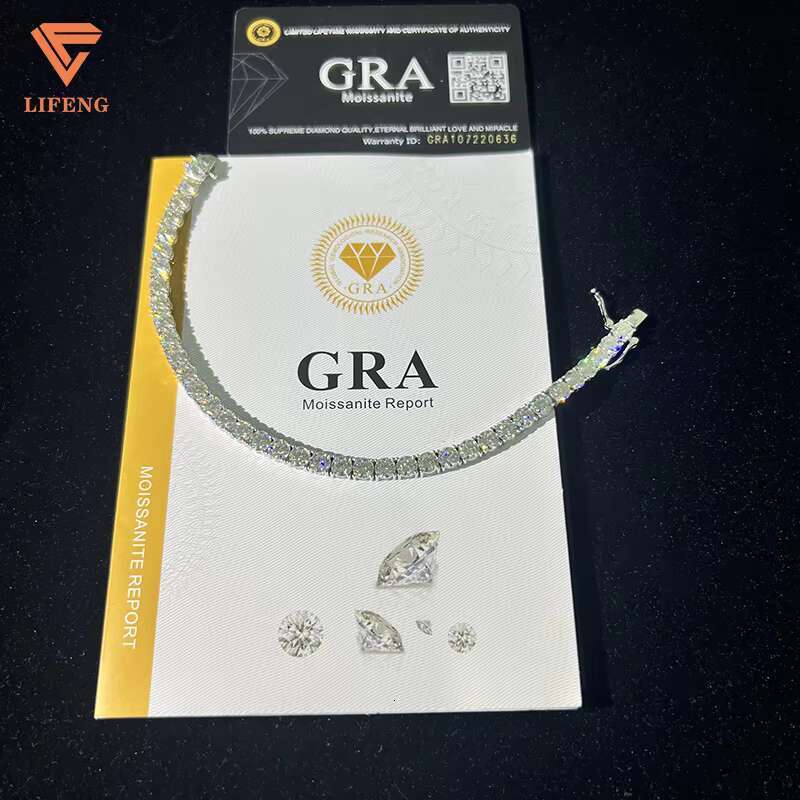 Fashion Jewelry Bracelets White Gold Plating 925 Sterling Silver Moissanite Tennis Bracelet Hip-hop Trend Party Bracelet for Men