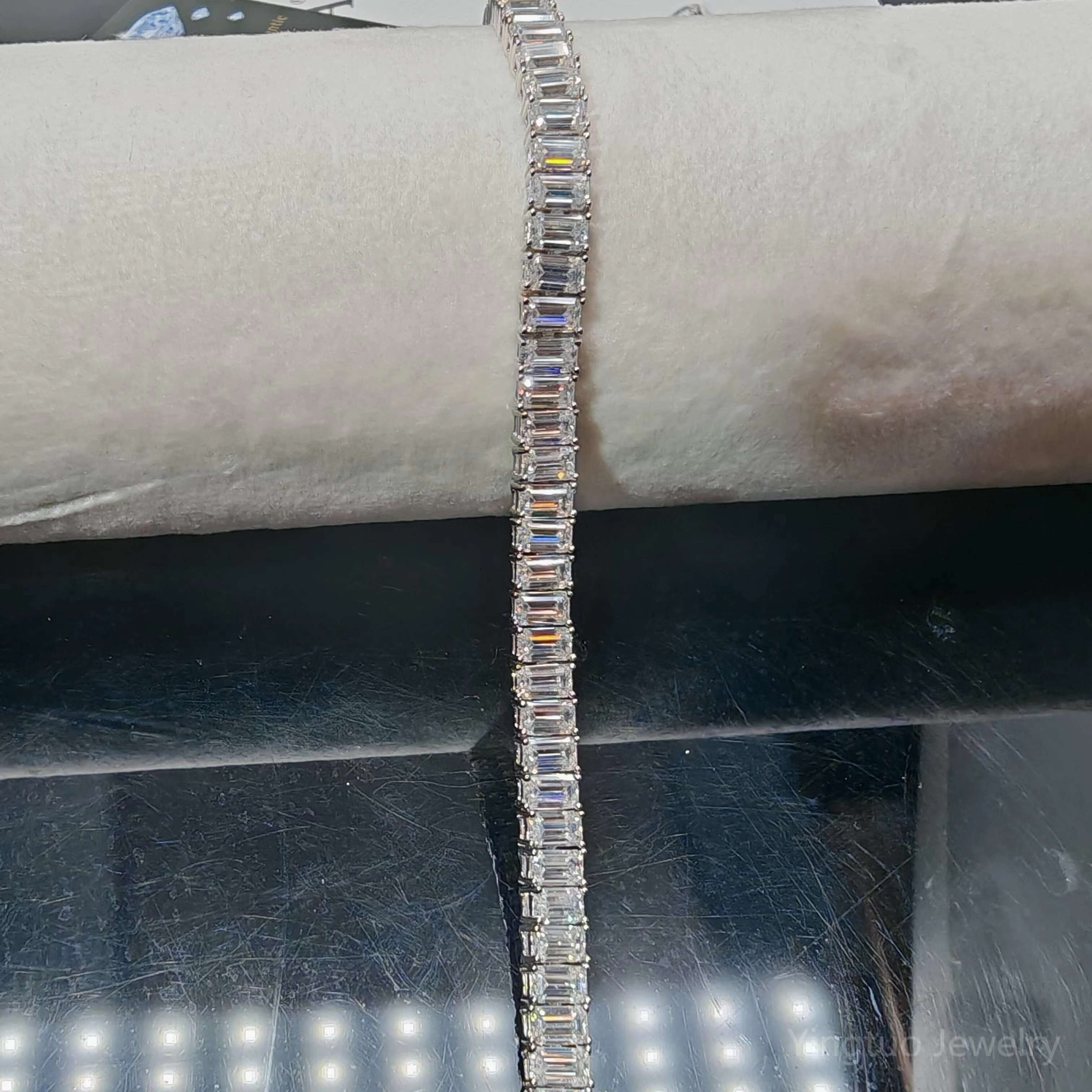 100% Pass Tester Emerald Shape Tennis Chain Man Women S925 Silver Chain Hip Hop Bracelet VVS Moissanite Chain