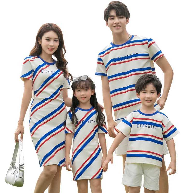 Summer New Parents and Children Family Set Round Neck Family Set Mother and Daughter Dress Couple Set S2548