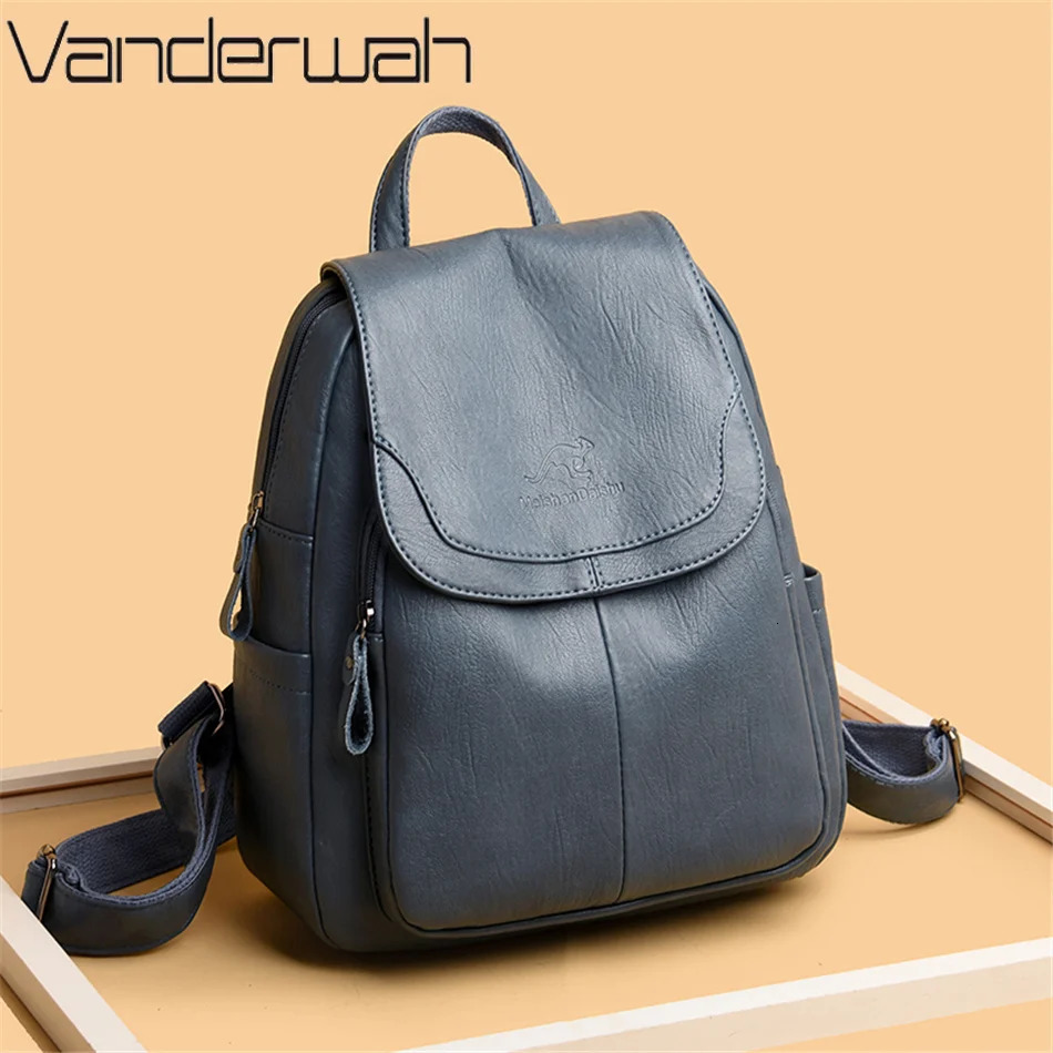 Women Large Capacity Backpack Purses High Quality Leather Female Vintage Bag School Bags Travel Bagpack Ladies Bookbag Rucksack 250407