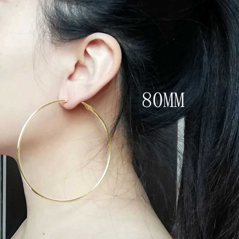 Simple Stainless Steel Large Hoop Earring Exaggerate Smooth Surgical Steel Round Loop Earring for Women Ear Ring Jewelry Z250408