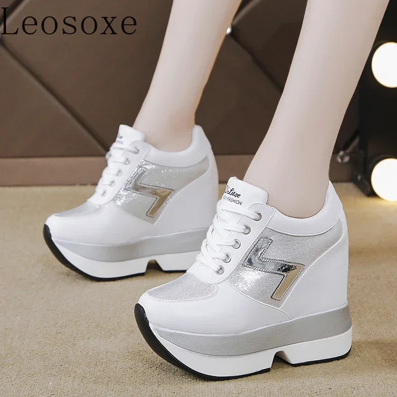 Fashion White Sneakers Womens High Platform Casual Shoes Height Increasi Leathe Shoes 10 CM Thick Sole Trainers Tennis Sports 250402