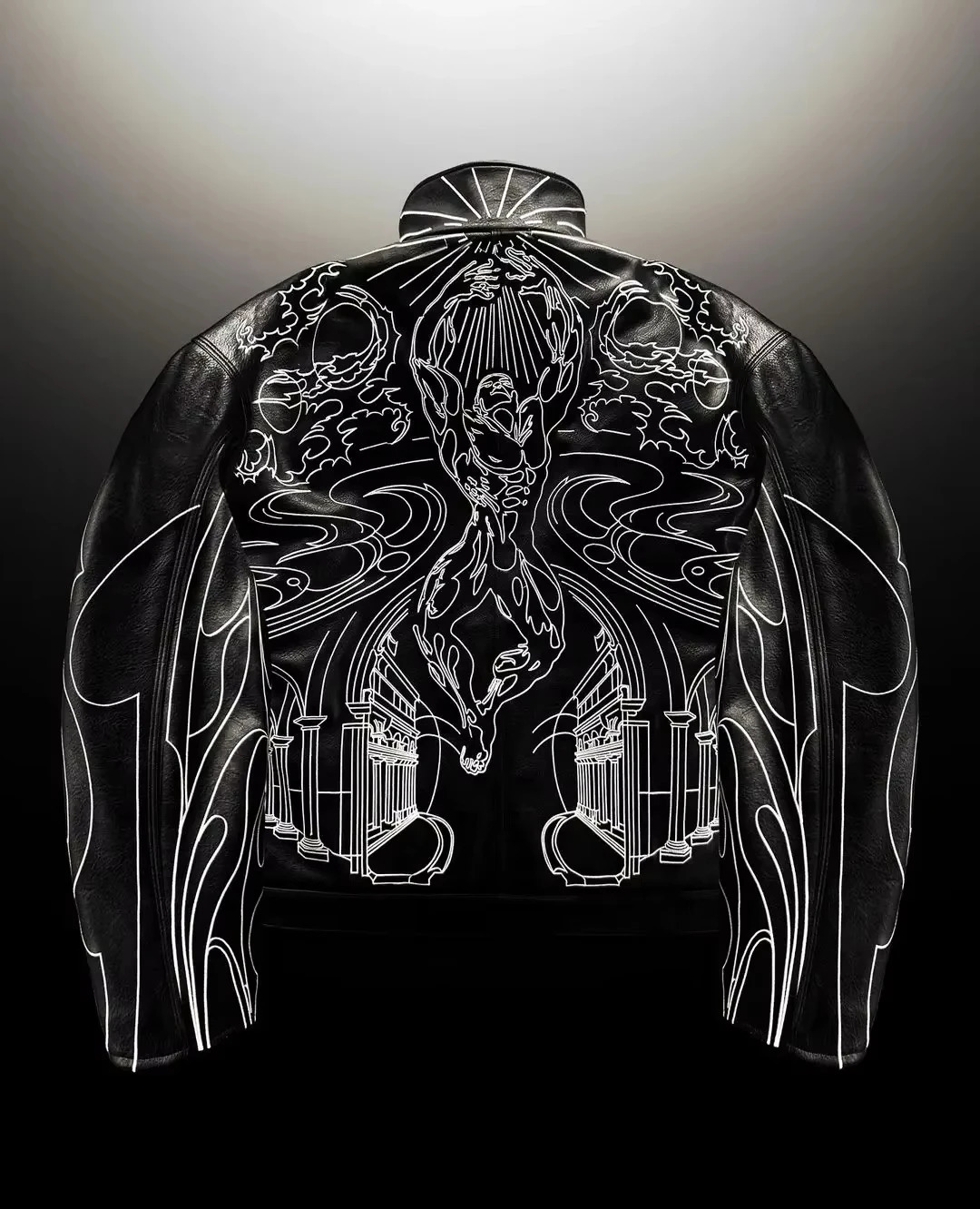 Streetwear retro leather jacket Y2K zipper jacket mens hip-hop rock retro graphic oversized jacket casual clothing 250408