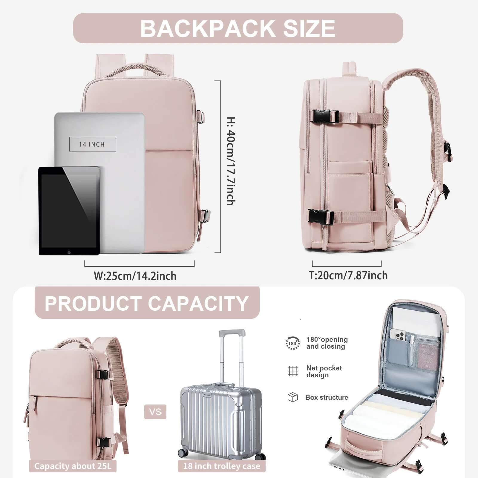 Women Travel Ryanair 40X20x25 Cabin Bag Hand Lage Reinforced Dayback Carry-Ons Laptop Backpack For Men Mochilas Para