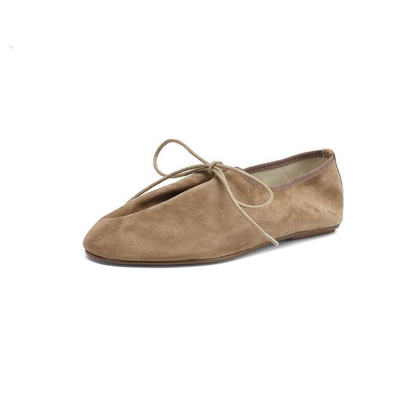 2025 New Women Suede Shoes Round Toe Lace-up Ladies Loafers Female Casual Trainers Street Fashion Flats