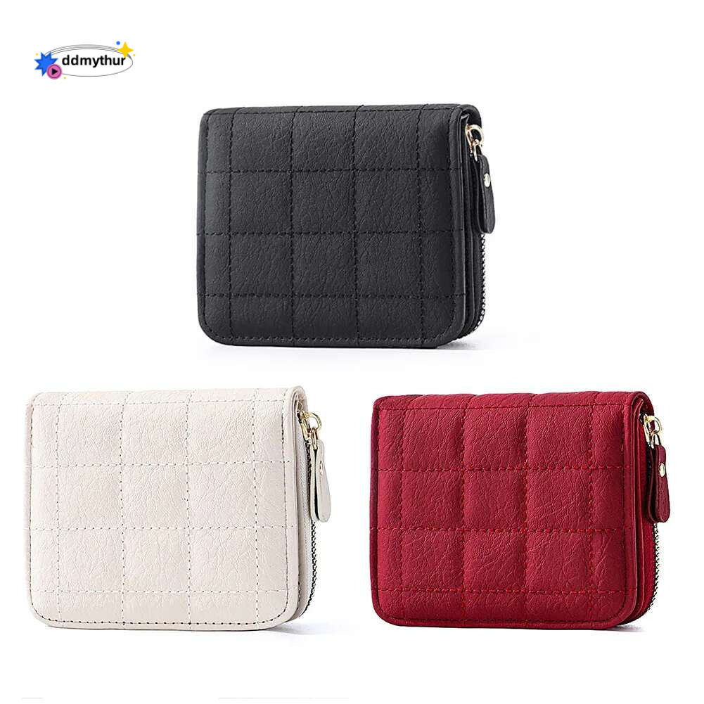 Women Coin Purse Simple PU Leather Wallet Zipper Solid Color Bifold Design Daily Men Card Holder Accessories ddmythur