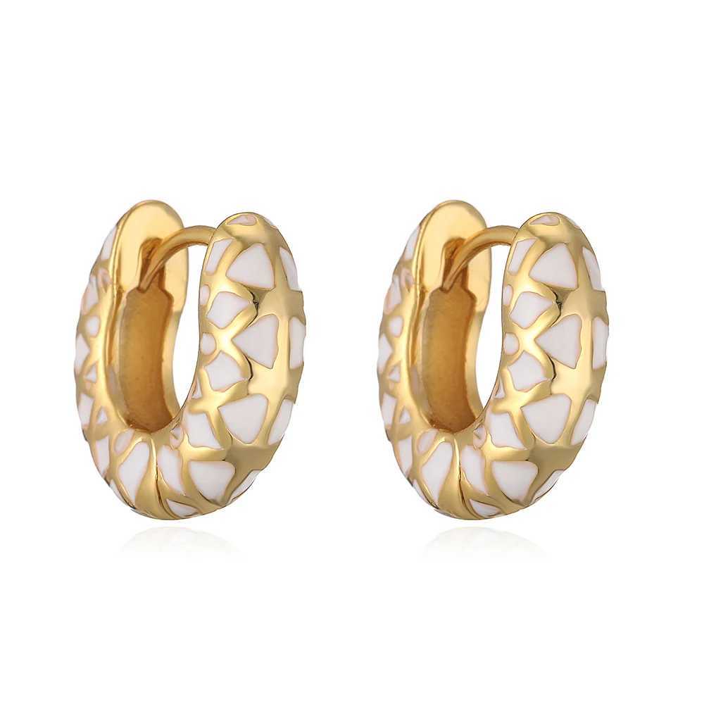 HECHENGColorful Enamel Geometric Round Circle Hoop Earrings for Women Vintage Ear Buckle Huggie Earring Statement Jewelry Z250408